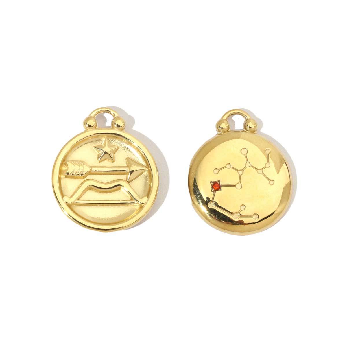 6pcs/pack 14k Gold Plated Never Fade 12 Zodiac Stainless Steel Necklace Charms Round Aries Taurus Women DIY Accessory Small Pendant