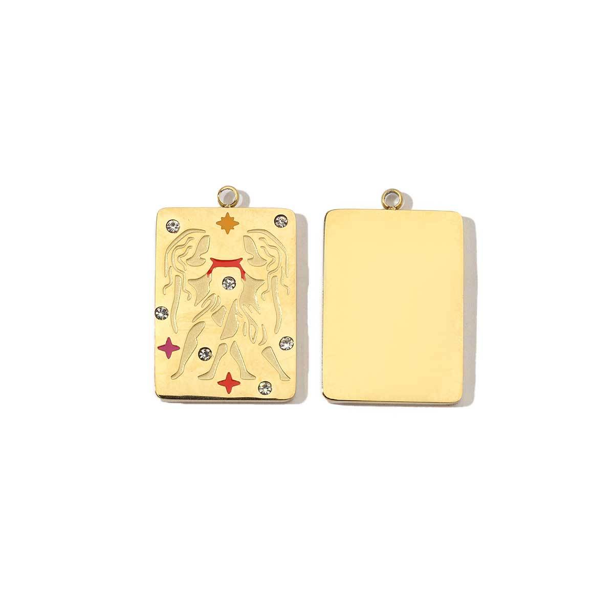 6pcs/pack Stainless Steel 14k Gold Plated Never Fade 12 Constellation Square Stone Necklace Charms Women Aries DIY Small Pendant
