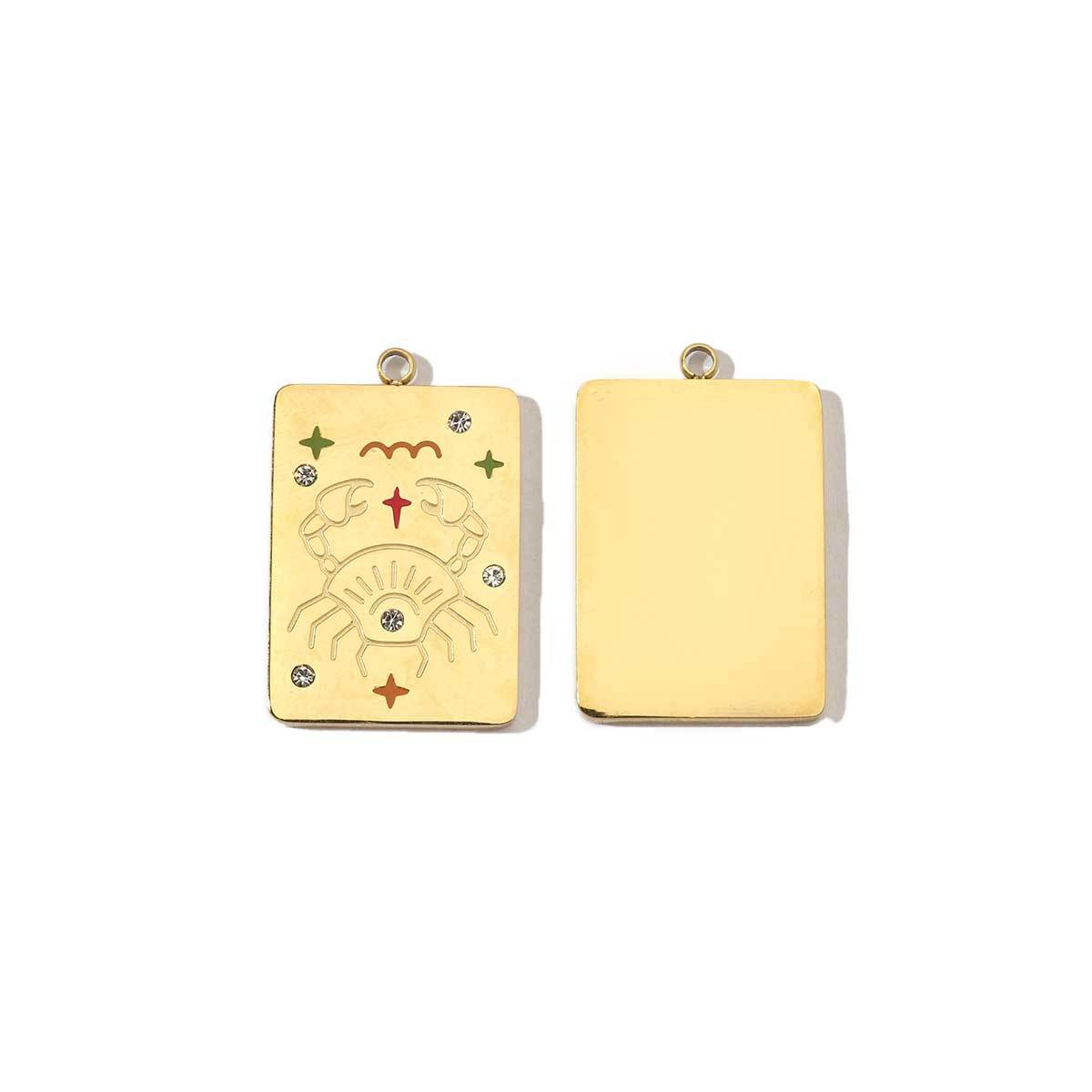 6pcs/pack Stainless Steel 14k Gold Plated Never Fade 12 Constellation Square Stone Necklace Charms Women Aries DIY Small Pendant