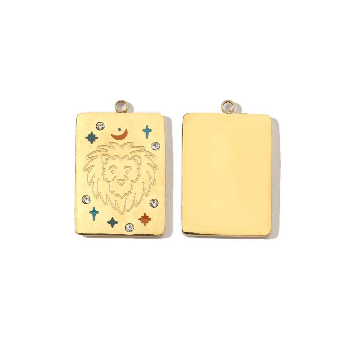 6pcs/pack Stainless Steel 14k Gold Plated Never Fade 12 Constellation Square Stone Necklace Charms Women Aries DIY Small Pendant