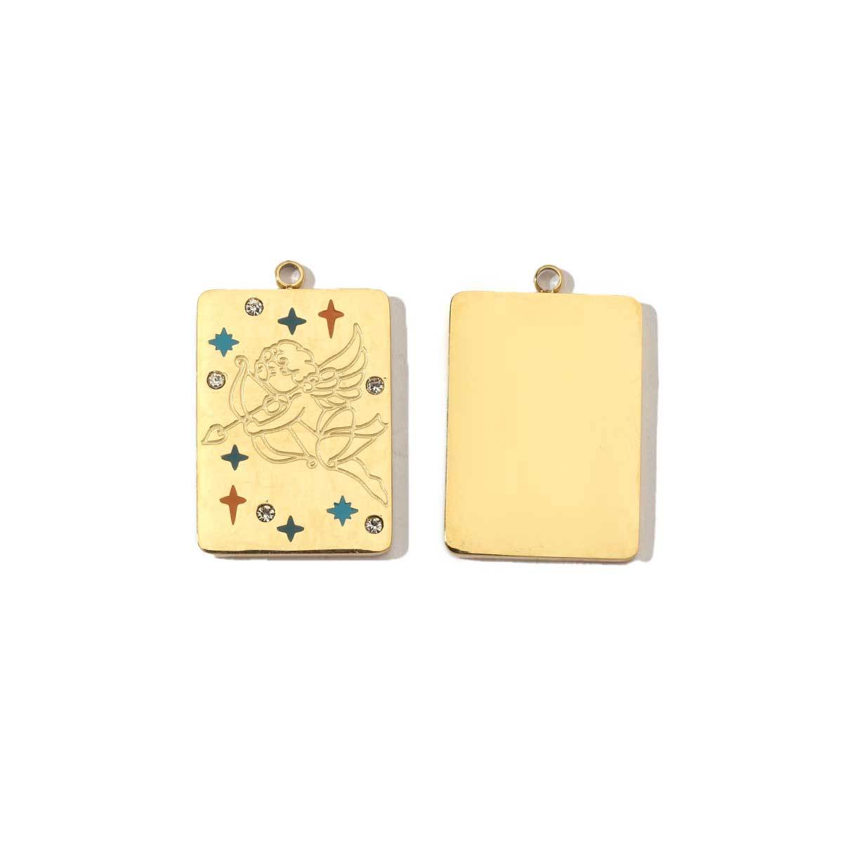 6pcs/pack Stainless Steel 14k Gold Plated Never Fade 12 Constellation Square Stone Necklace Charms Women Aries DIY Small Pendant