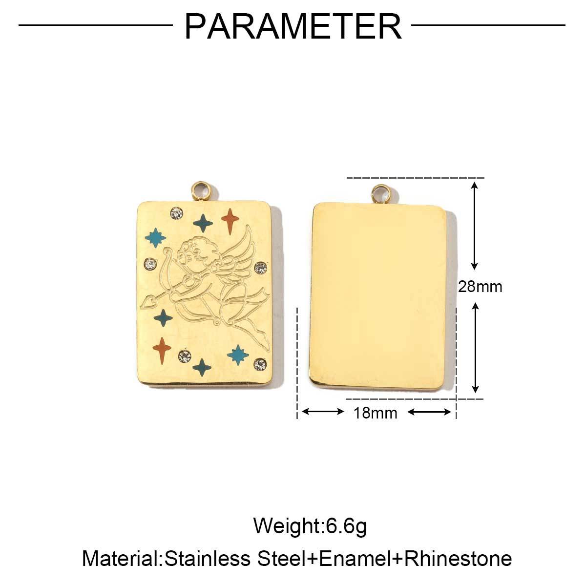 6pcs/pack Stainless Steel 14k Gold Plated Never Fade 12 Constellation Square Stone Necklace Charms Women Aries DIY Small Pendant