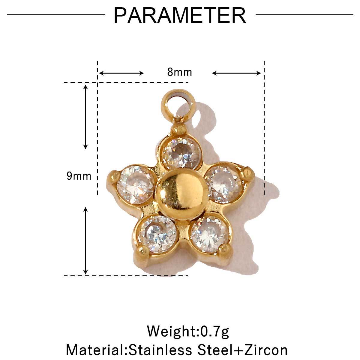 6pcs/pack Trendy High Polish Stainless Steel Heart Crown Suqare Charms Flower Cross Necklace DIY Small Pendant Wholesale