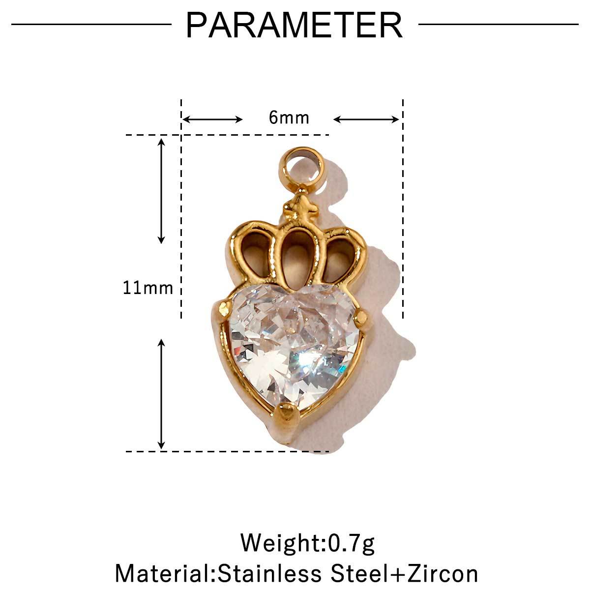 6pcs/pack Trendy High Polish Stainless Steel Heart Crown Suqare Charms Flower Cross Necklace DIY Small Pendant Wholesale