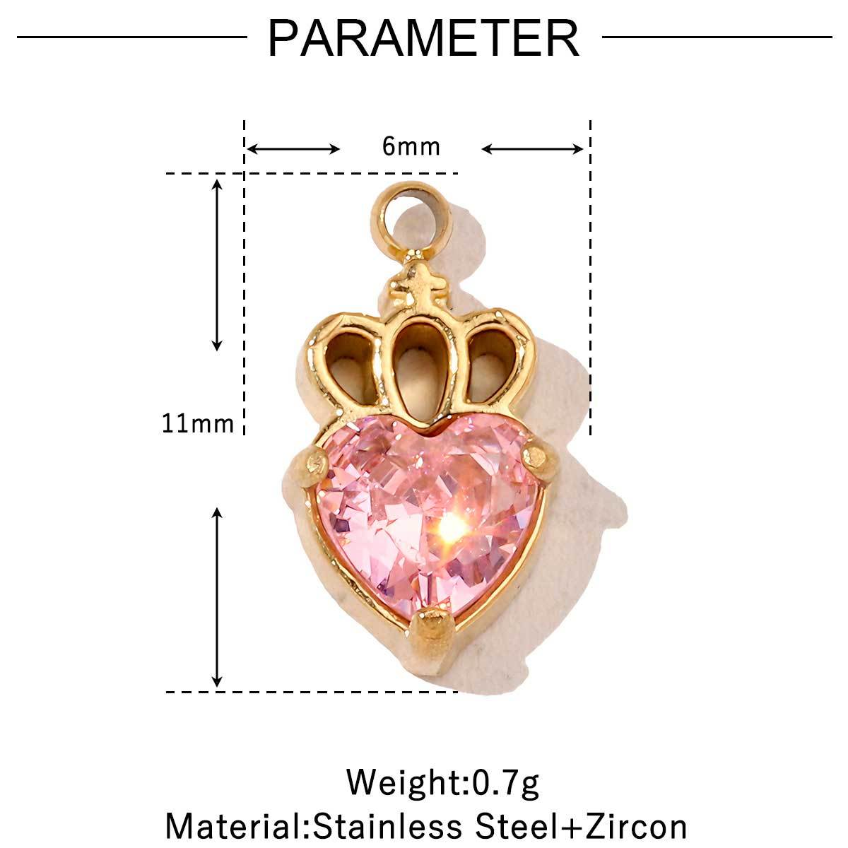 6pcs/pack Trendy High Polish Stainless Steel Heart Crown Suqare Charms Flower Cross Necklace DIY Small Pendant Wholesale