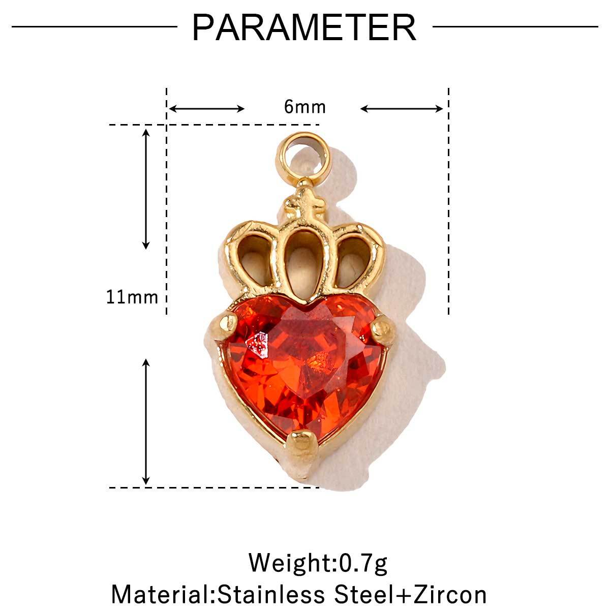 6pcs/pack Trendy High Polish Stainless Steel Heart Crown Suqare Charms Flower Cross Necklace DIY Small Pendant Wholesale