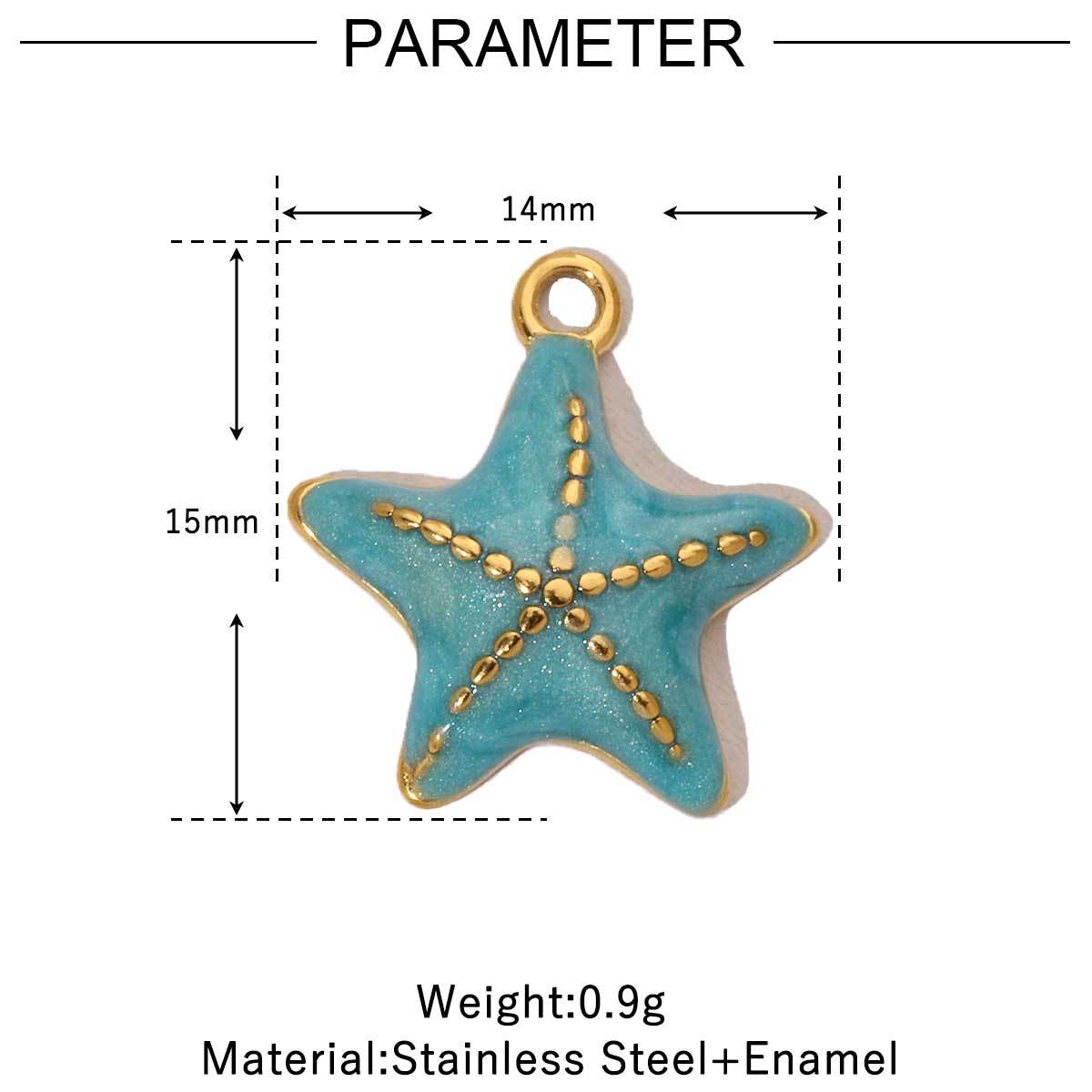 6pcs/pack  Trendy High Polish Stainless Steel Shell Starfish Charms Heart Moon Enamel Necklace DIY Small Pendant Wholesale