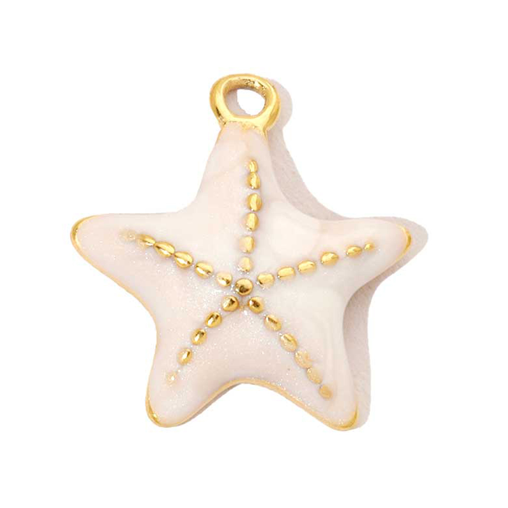 6pcs/pack  Trendy High Polish Stainless Steel Shell Starfish Charms Heart Moon Enamel Necklace DIY Small Pendant Wholesale