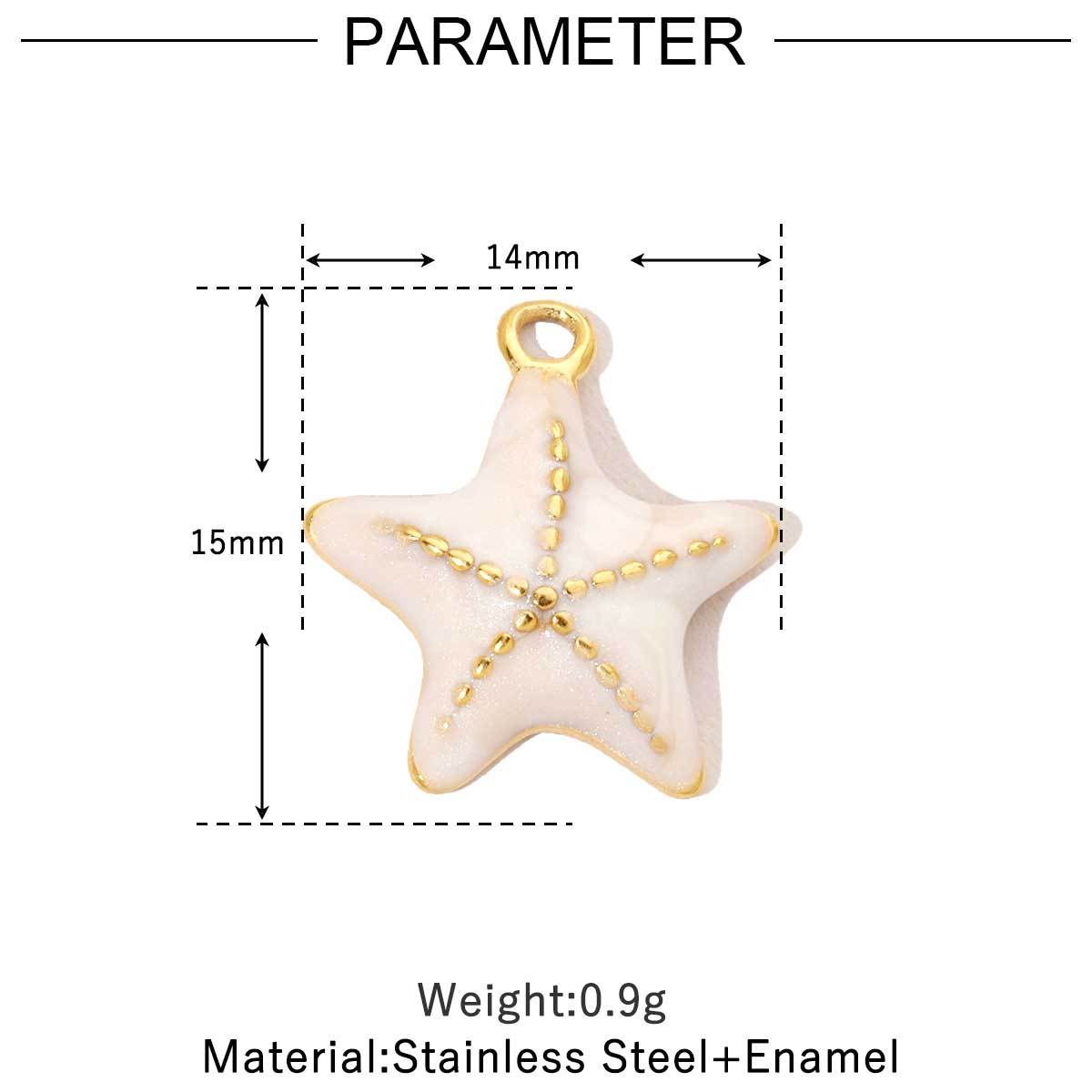 6pcs/pack  Trendy High Polish Stainless Steel Shell Starfish Charms Heart Moon Enamel Necklace DIY Small Pendant Wholesale
