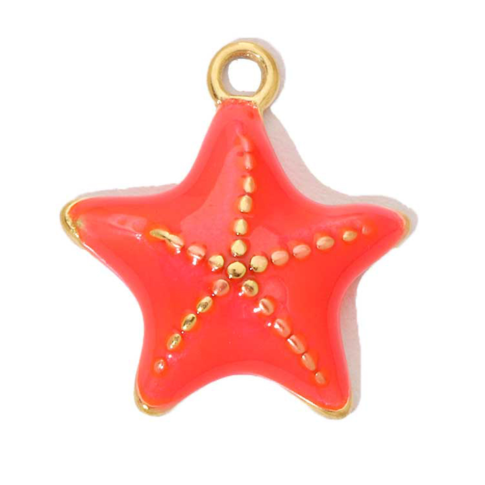 6pcs/pack  Trendy High Polish Stainless Steel Shell Starfish Charms Heart Moon Enamel Necklace DIY Small Pendant Wholesale