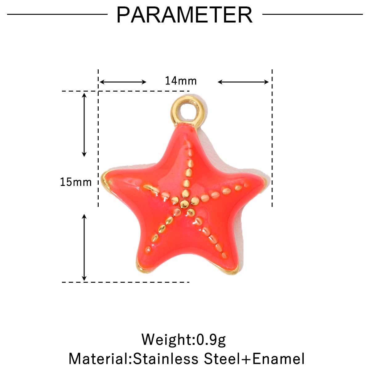 6pcs/pack  Trendy High Polish Stainless Steel Shell Starfish Charms Heart Moon Enamel Necklace DIY Small Pendant Wholesale