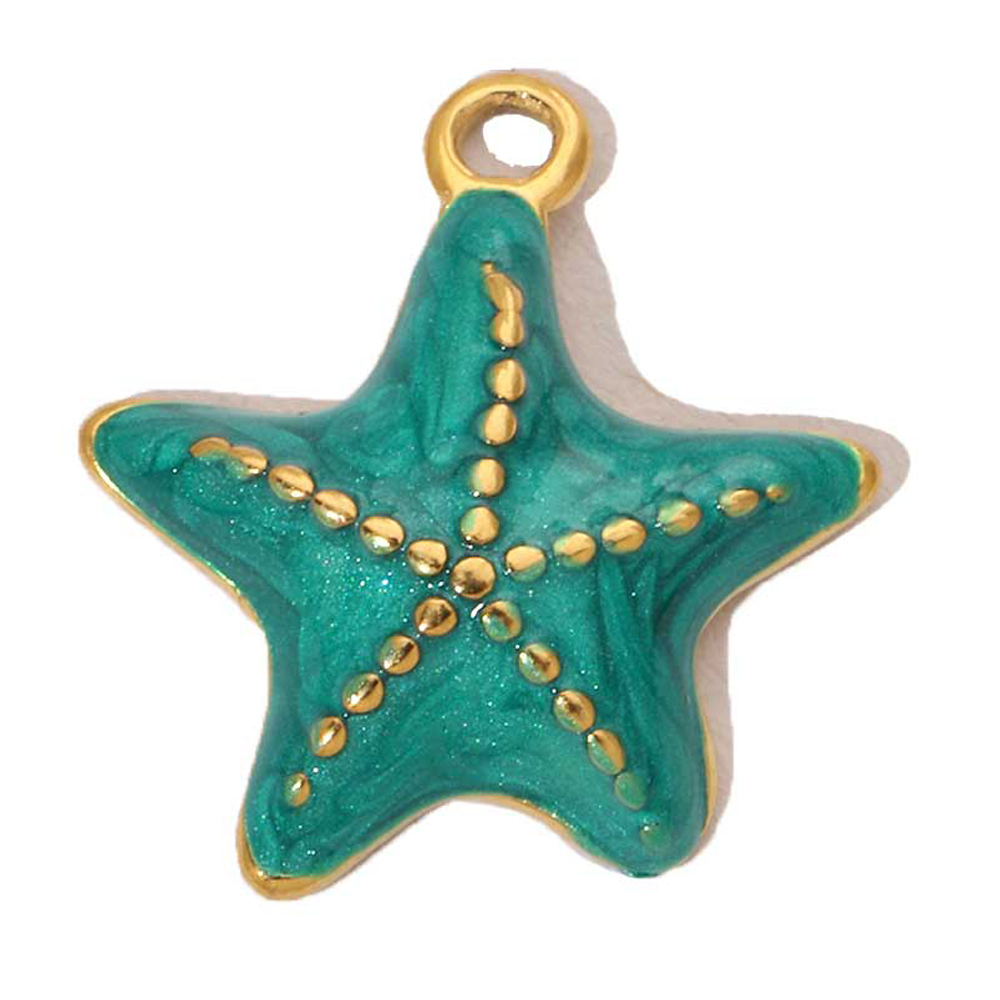 6pcs/pack  Trendy High Polish Stainless Steel Shell Starfish Charms Heart Moon Enamel Necklace DIY Small Pendant Wholesale