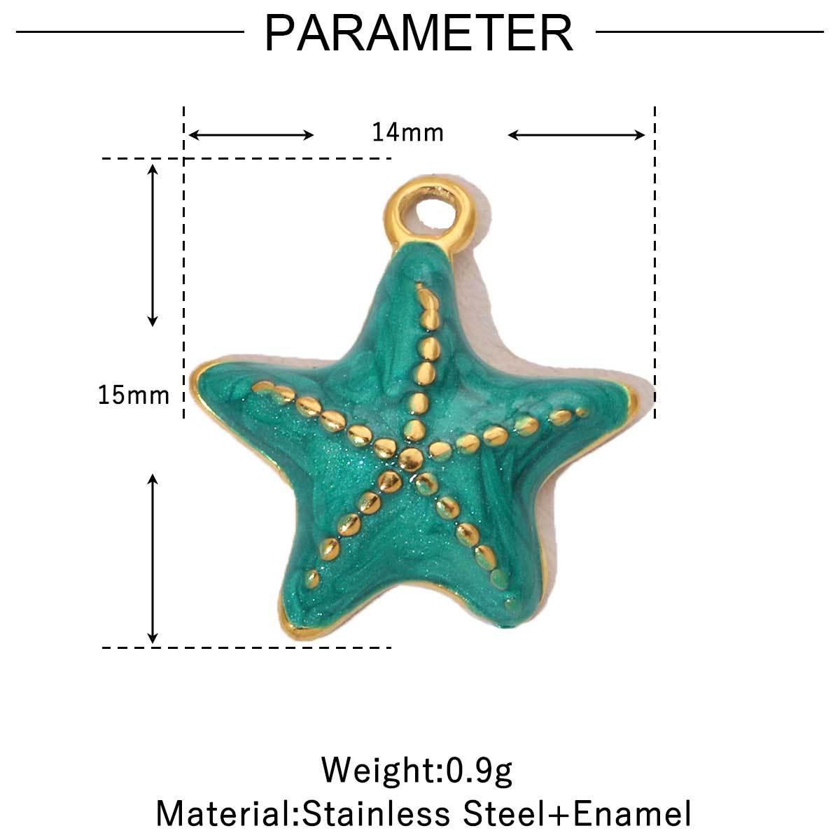 6pcs/pack  Trendy High Polish Stainless Steel Shell Starfish Charms Heart Moon Enamel Necklace DIY Small Pendant Wholesale