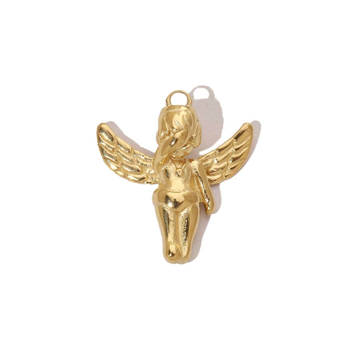 6pcs/pack Trendy Gold Color High Polish Stainless Steel God Cross Angel Charms Snake Spider Necklace DIY Small Pendant Wholesale