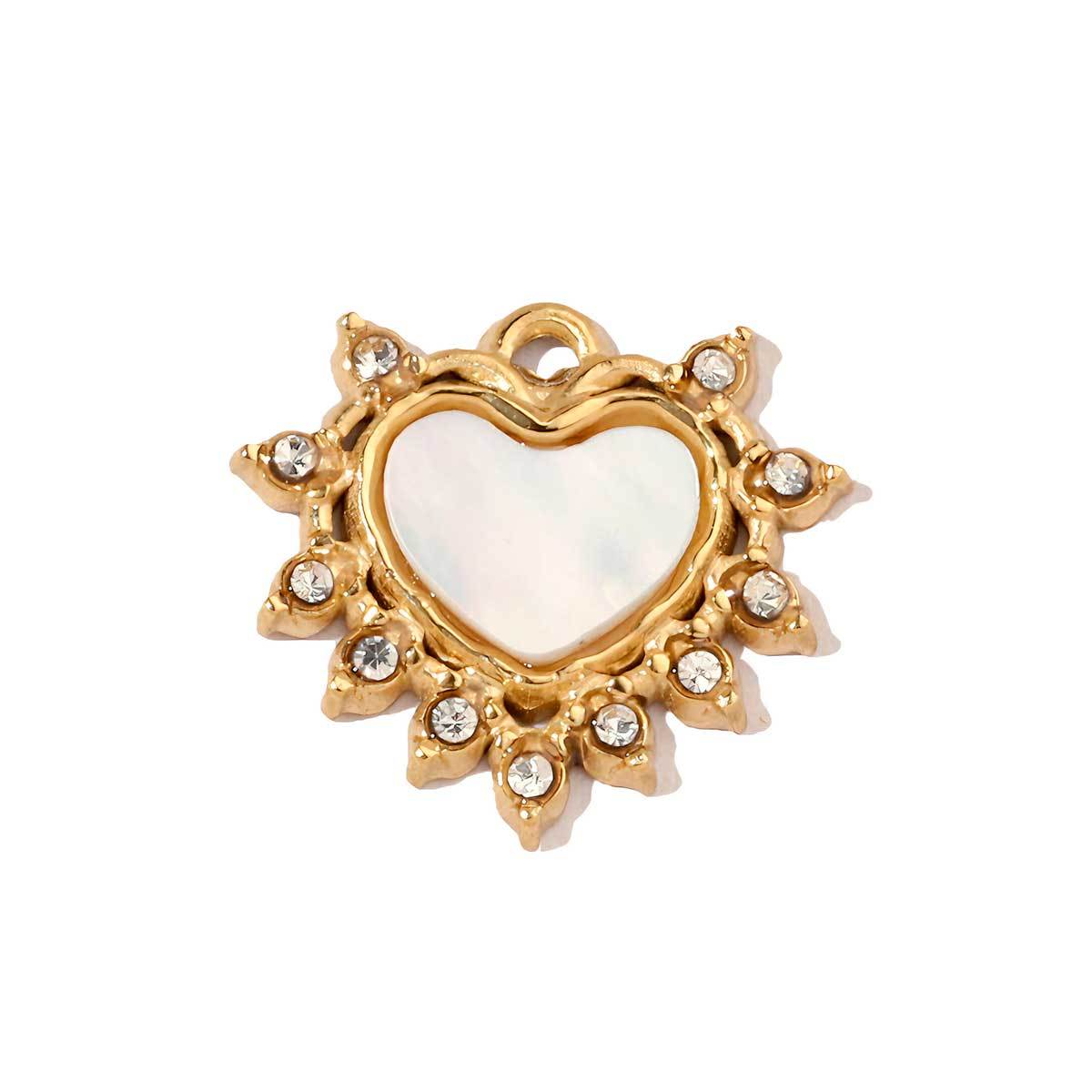 6pcs/pack High Polish Love Sun Natural Stone Stainless Steel Charms 14k Gold Color White Shell Tiger Necklace DIY Jewelry Finding