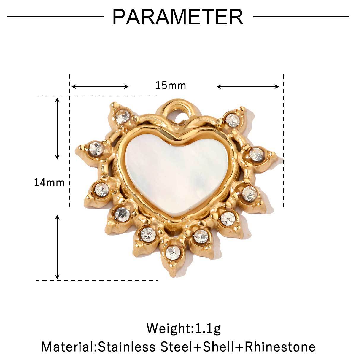 6pcs/pack High Polish Love Sun Natural Stone Stainless Steel Charms 14k Gold Color White Shell Tiger Necklace DIY Jewelry Finding