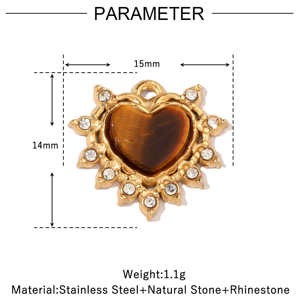 6pcs/pack High Polish Love Sun Natural Stone Stainless Steel Charms 14k Gold Color White Shell Tiger Necklace DIY Jewelry Finding