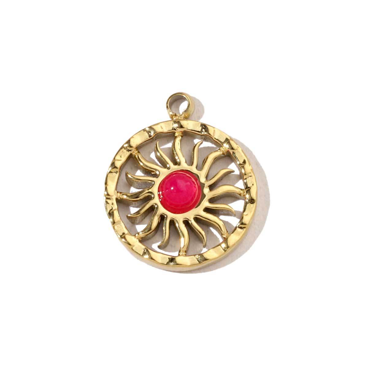 6pcs/pack High Polish Love Sun Natural Stone Stainless Steel Charms 14k Gold Plated White Shell Tiger Necklace DIY Jewelry Finding