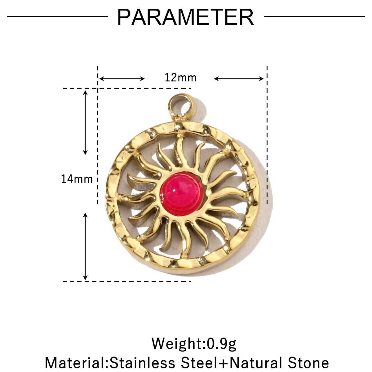 6pcs/pack High Polish Love Sun Natural Stone Stainless Steel Charms 14k Gold Plated White Shell Tiger Necklace DIY Jewelry Finding