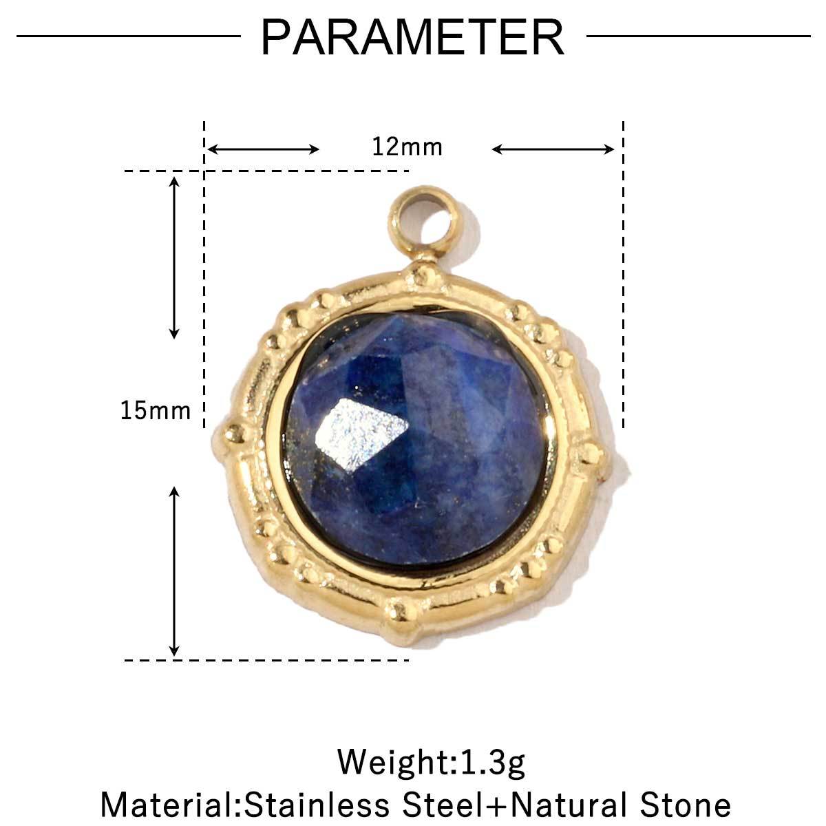 6pcs/pack High Polish Love Sun Natural Stone Stainless Steel Charms 14k Gold Plated White Shell Tiger Necklace DIY Jewelry Finding