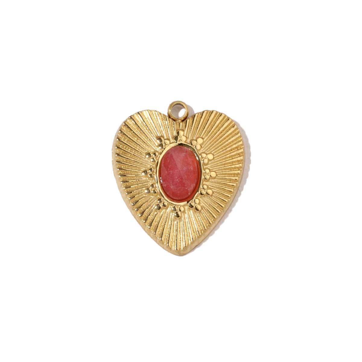 6pcs/pack High Polish French Retro Love Shell Stainless Steel Charms 14k Gold Color Red Agate Necklace DIY Jewelry Accessories