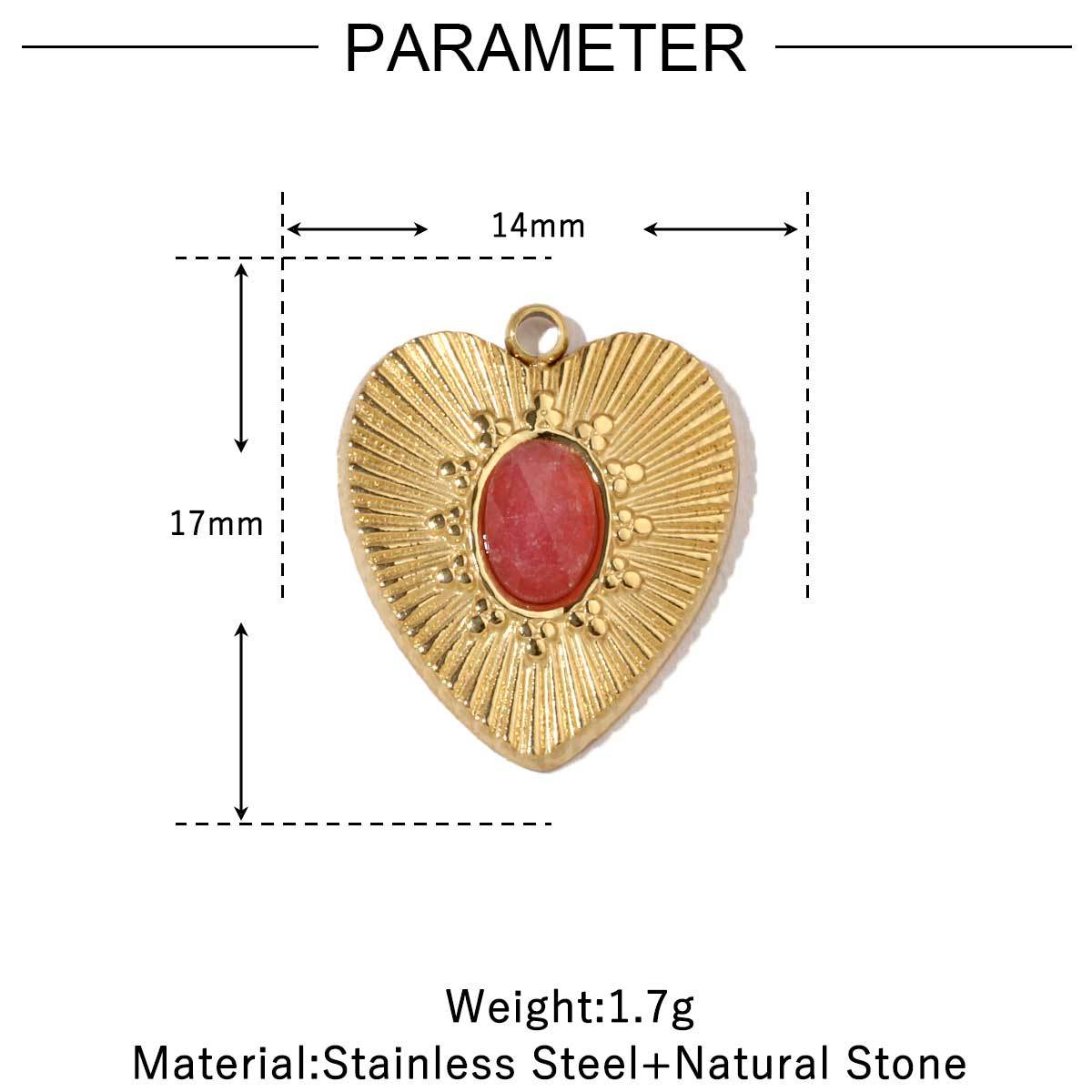 6pcs/pack High Polish French Retro Love Shell Stainless Steel Charms 14k Gold Plated Red Agate Necklace DIY Jewelry Accessories
