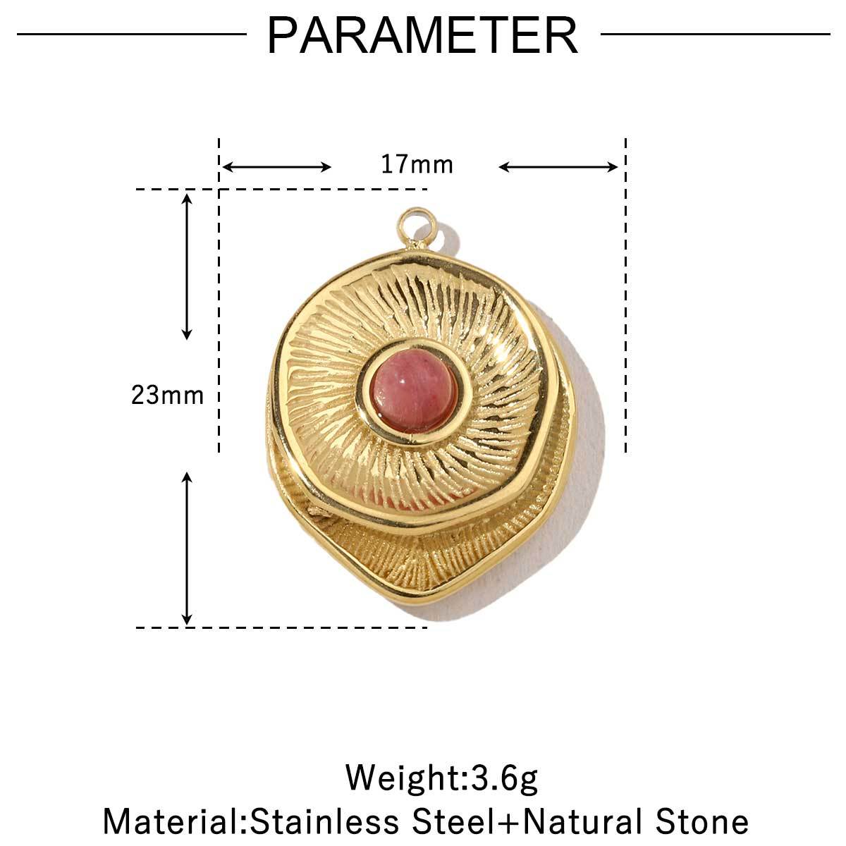 6pcs/pack High Polish French Retro Love Shell Stainless Steel Charms 14k Gold Plated Red Agate Necklace DIY Jewelry Accessories