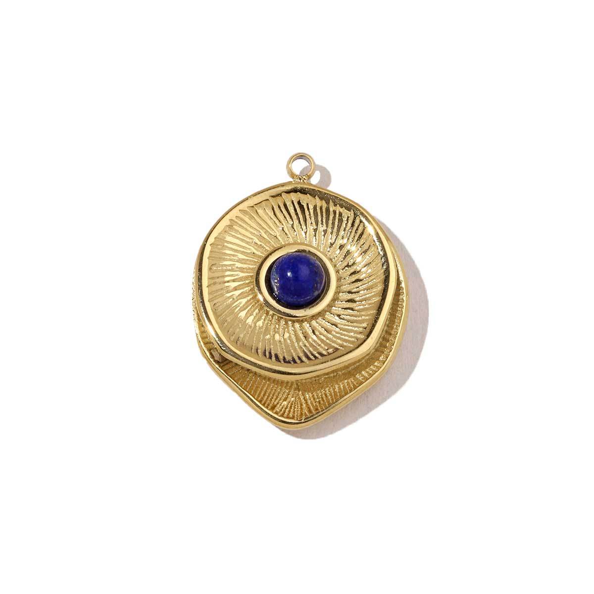 6pcs/pack High Polish French Retro Love Shell Stainless Steel Charms 14k Gold Plated Red Agate Necklace DIY Jewelry Accessories
