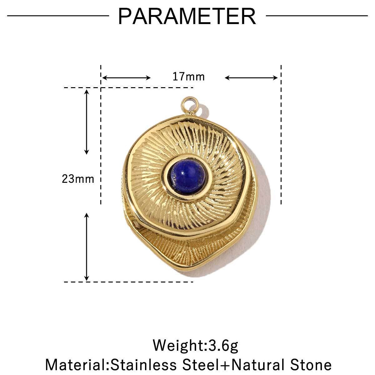 6pcs/pack High Polish French Retro Love Shell Stainless Steel Charms 14k Gold Plated Red Agate Necklace DIY Jewelry Accessories