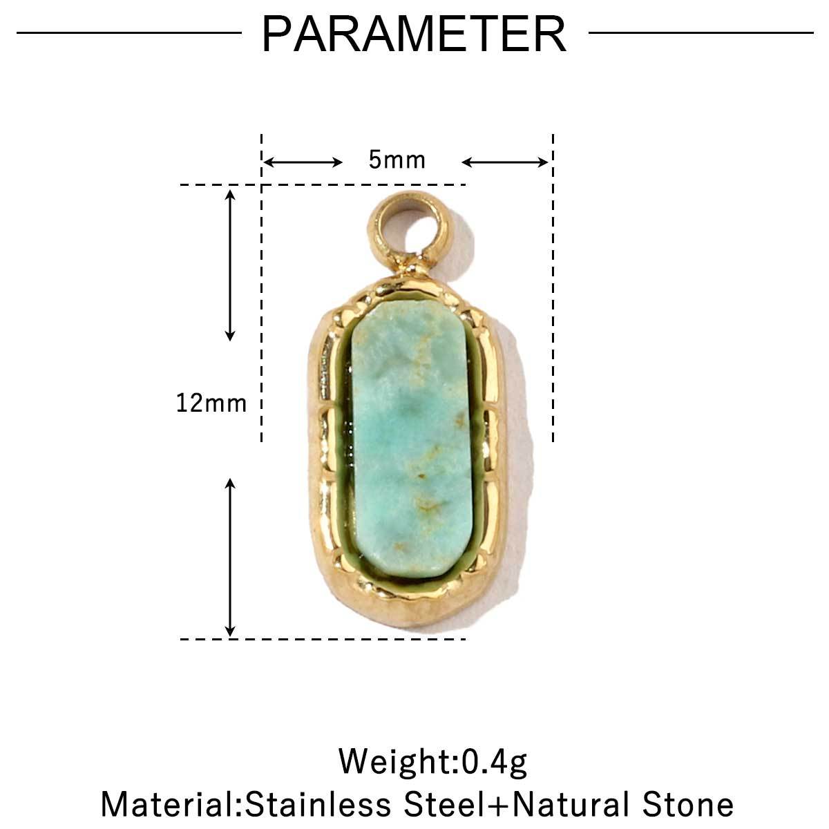 6pcs/pack French Retro 14k Gold Color Flower Geometric Nature Stone Stainless Steel Charms Clover Necklace DIY Jewelry Pendant