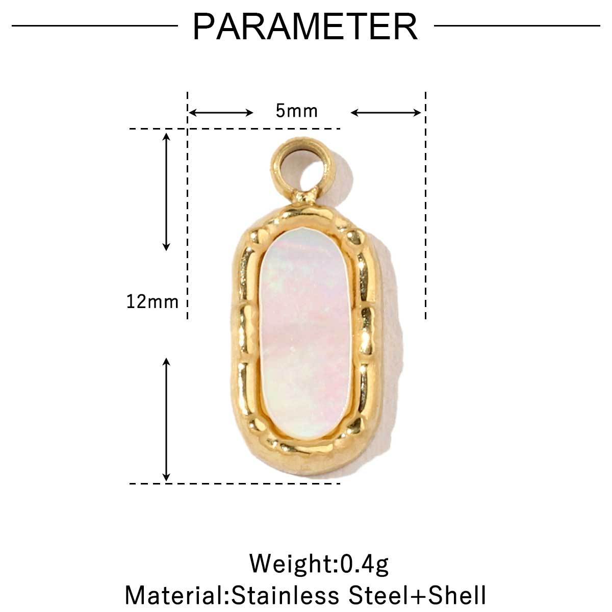 6pcs/pack French Retro 14k Gold Plated Flower Geometric Nature Stone Stainless Steel Charms Clover Necklace DIY Jewelry Pendant