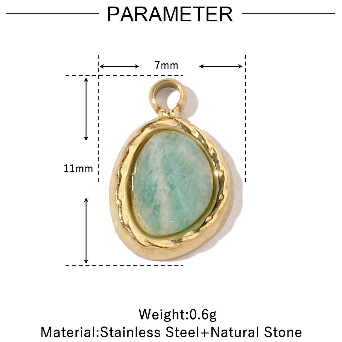6pcs/pack French Retro 14k Gold Plated Flower Geometric Nature Stone Stainless Steel Charms Clover Necklace DIY Jewelry Pendant