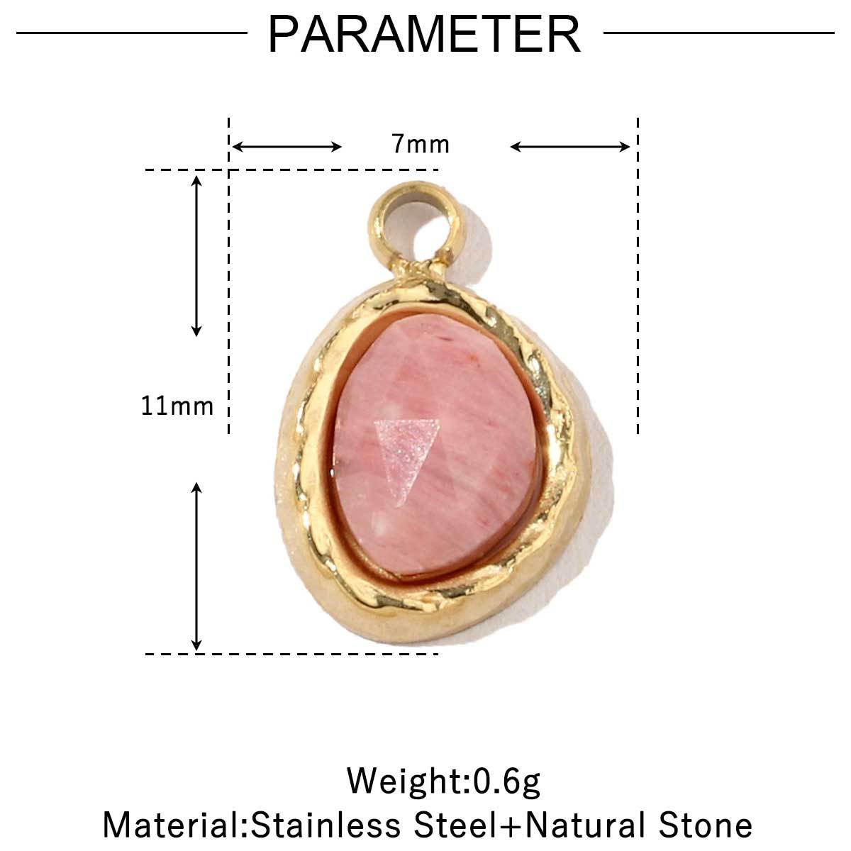 6pcs/pack French Retro 14k Gold Plated Flower Geometric Nature Stone Stainless Steel Charms Clover Necklace DIY Jewelry Pendant
