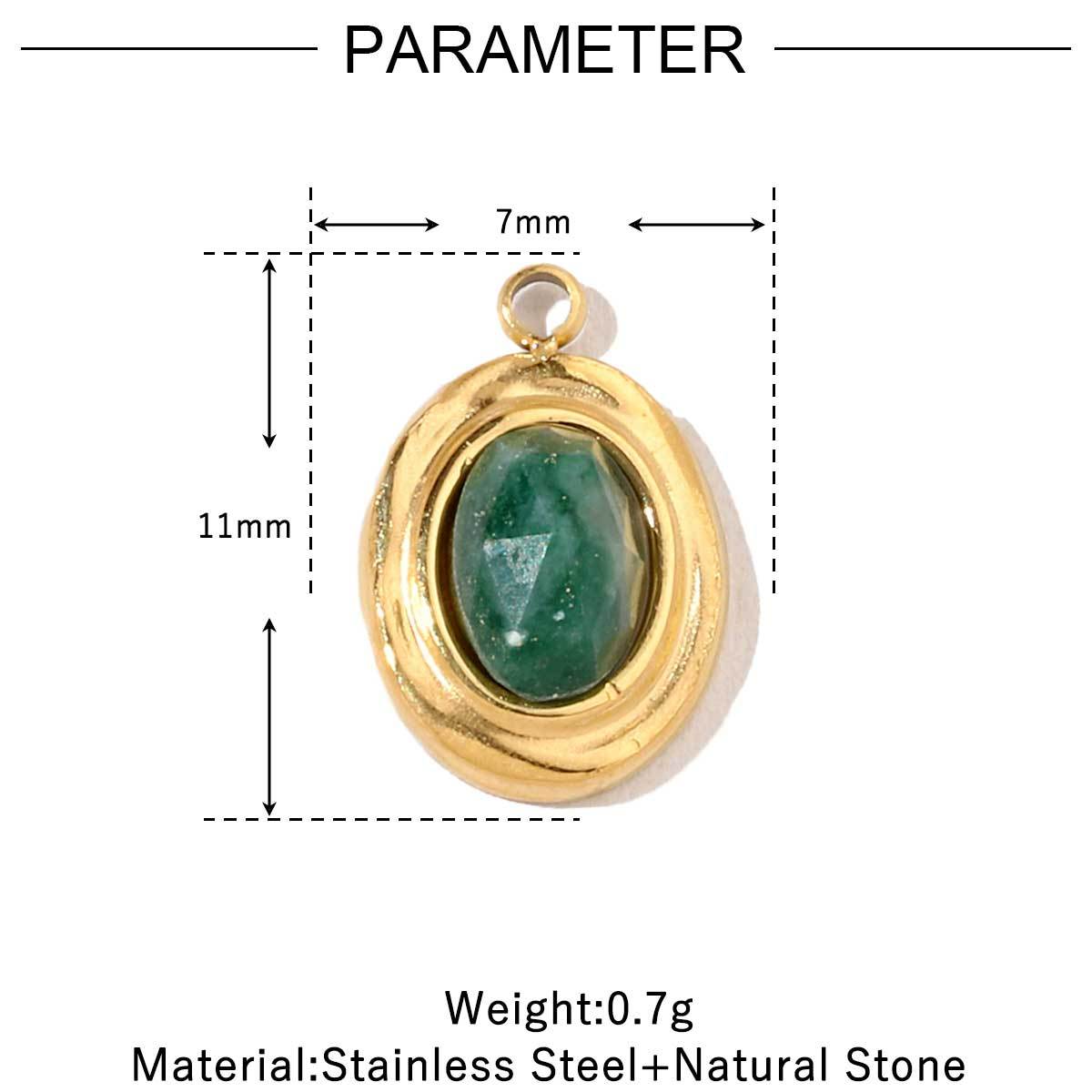 6pcs/pack French Retro 14k Gold Plated Flower Geometric Nature Stone Stainless Steel Charms Clover Necklace DIY Jewelry Pendant