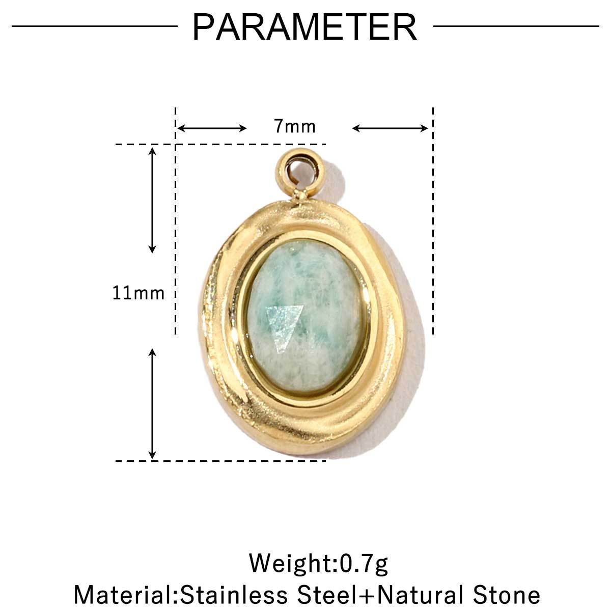 6pcs/pack French Retro 14k Gold Plated Flower Geometric Nature Stone Stainless Steel Charms Clover Necklace DIY Jewelry Pendant