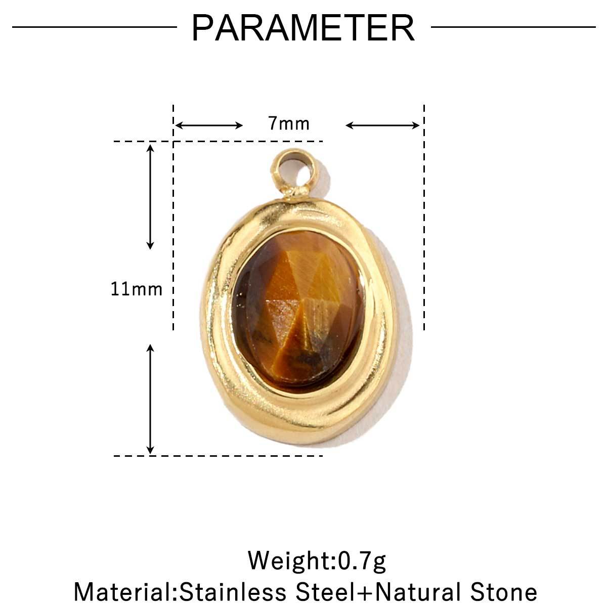 6pcs/pack French Retro 14k Gold Plated Flower Geometric Nature Stone Stainless Steel Charms Clover Necklace DIY Jewelry Pendant