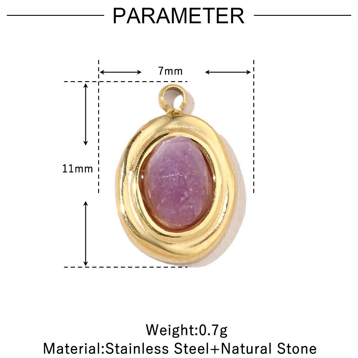 6pcs/pack French Retro 14k Gold Plated Flower Geometric Nature Stone Stainless Steel Charms Clover Necklace DIY Jewelry Pendant