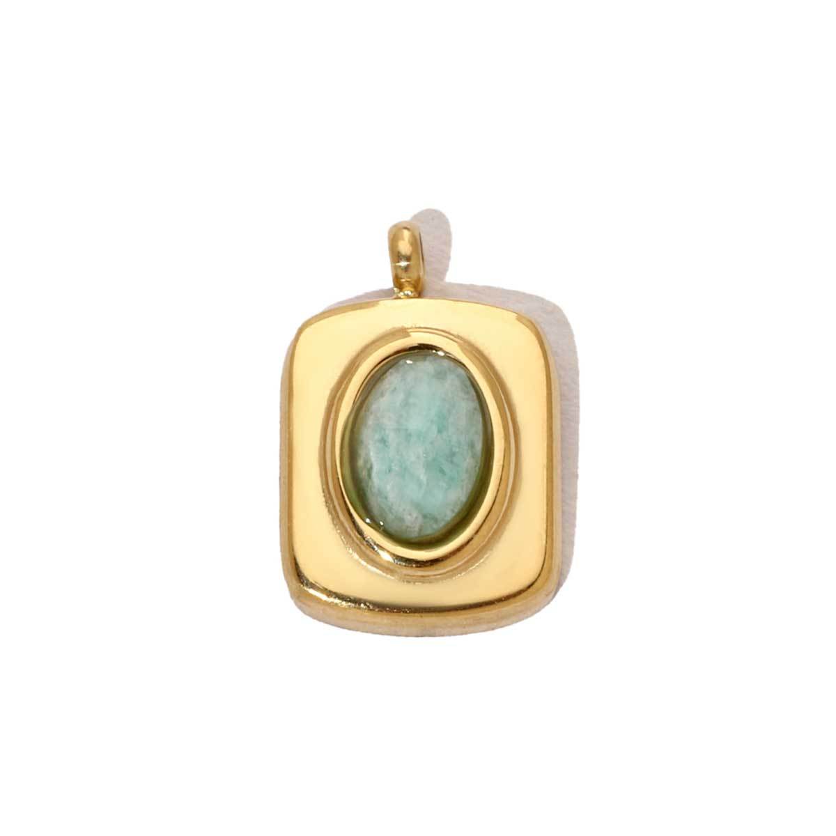 6pcs/pack French Retro 14k Gold Plated Flower Geometric Nature Stone Stainless Steel Charms Clover Necklace DIY Jewelry Pendant