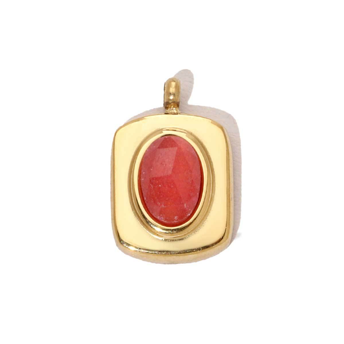 6pcs/pack French Retro 14k Gold Plated Flower Geometric Nature Stone Stainless Steel Charms Clover Necklace DIY Jewelry Pendant