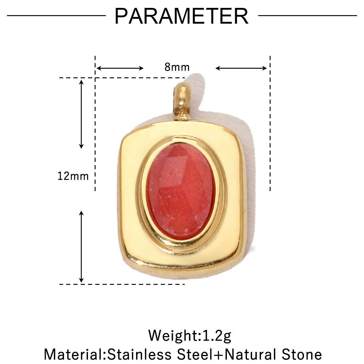 6pcs/pack French Retro 14k Gold Plated Flower Geometric Nature Stone Stainless Steel Charms Clover Necklace DIY Jewelry Pendant