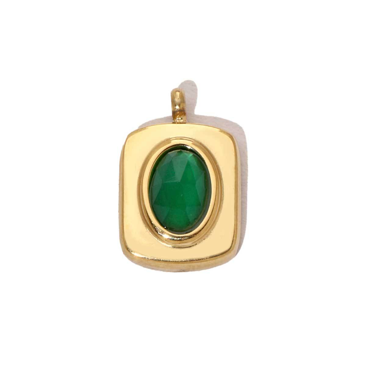 6pcs/pack French Retro 14k Gold Plated Flower Geometric Nature Stone Stainless Steel Charms Clover Necklace DIY Jewelry Pendant