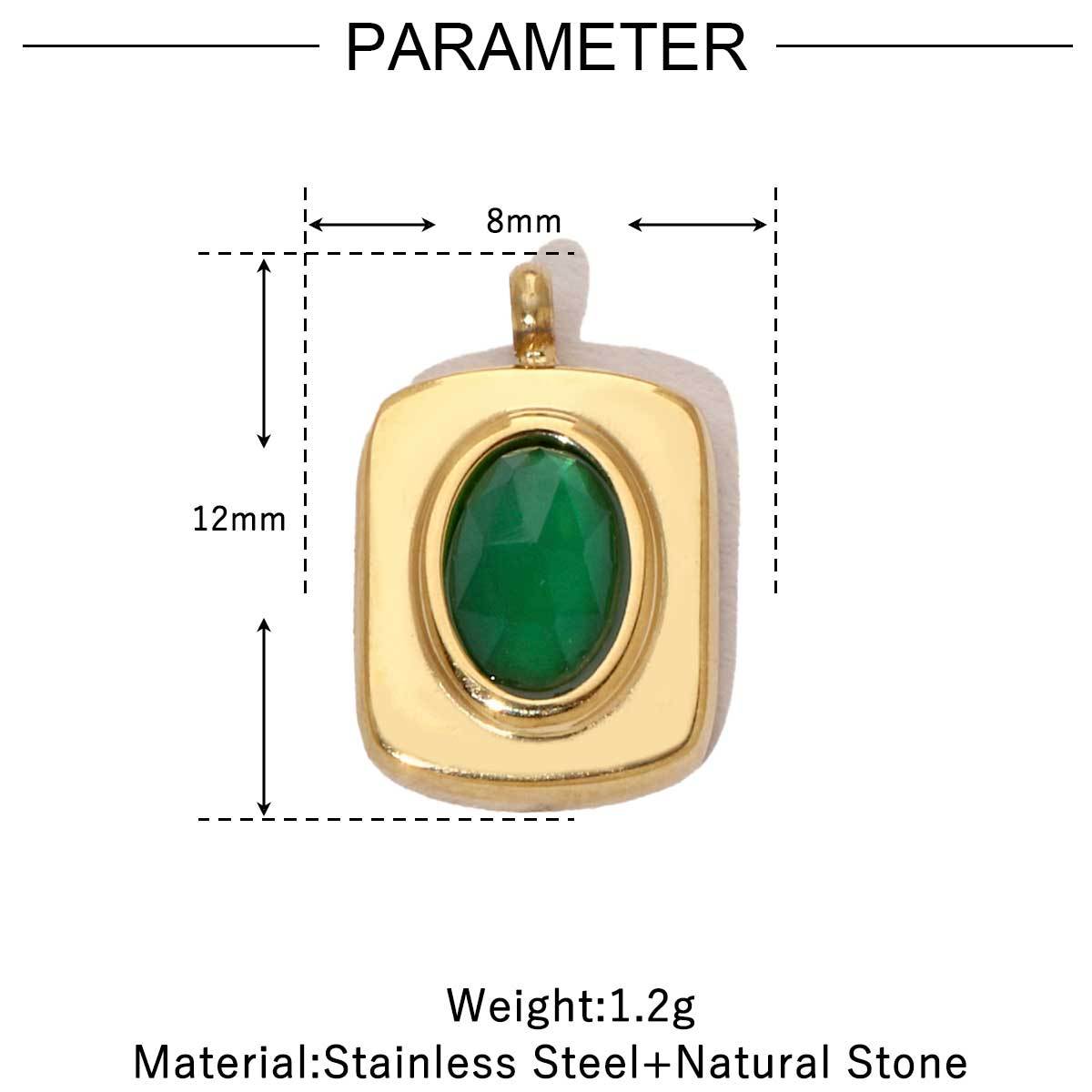 6pcs/pack French Retro 14k Gold Plated Flower Geometric Nature Stone Stainless Steel Charms Clover Necklace DIY Jewelry Pendant