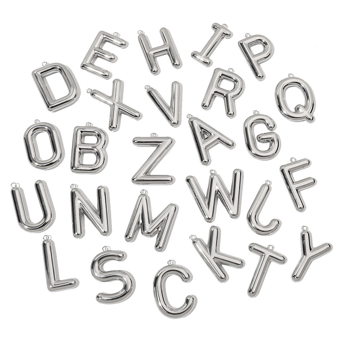 6pcs/pack French Retro Mirror Polish Stainless Steel Capital Letter Charms A-Z Name Necklace Pendant DIY Jewelry