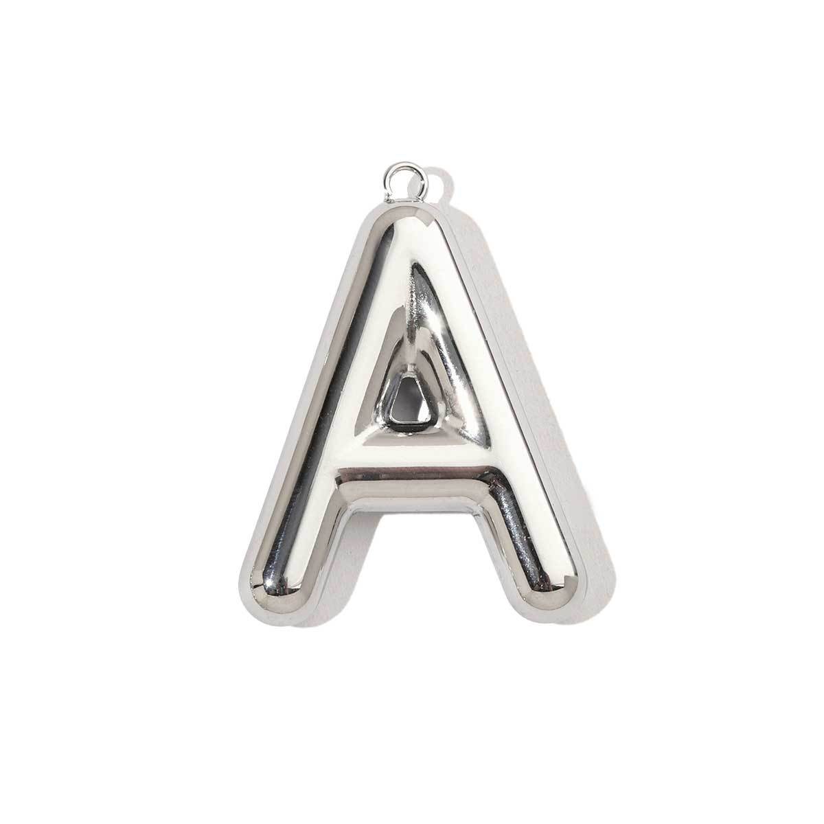 6pcs/pack French Retro Mirror Polish Stainless Steel Capital Letter Charms A-Z Name Necklace Pendant DIY Jewelry