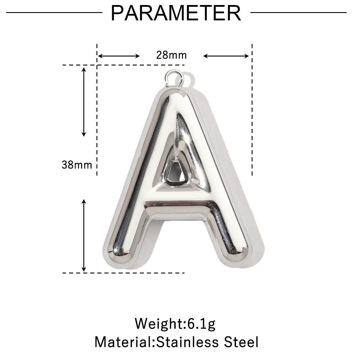 6pcs/pack French Retro Mirror Polish Stainless Steel Capital Letter Charms A-Z Name Necklace Pendant DIY Jewelry