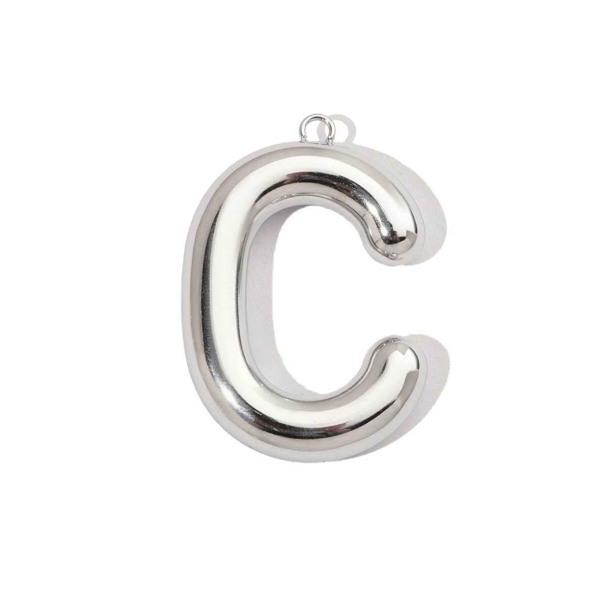 6pcs/pack French Retro Mirror Polish Stainless Steel Capital Letter Charms A-Z Name Necklace Pendant DIY Jewelry