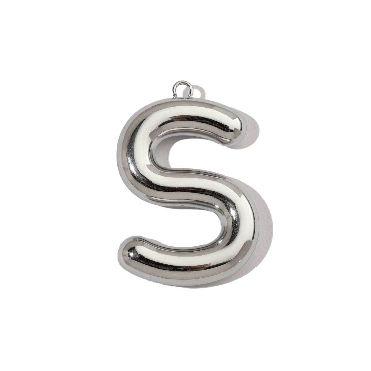6pcs/pack French Retro Mirror Polish Stainless Steel Capital Letter Charms A-Z Name Necklace Pendant DIY Jewelry