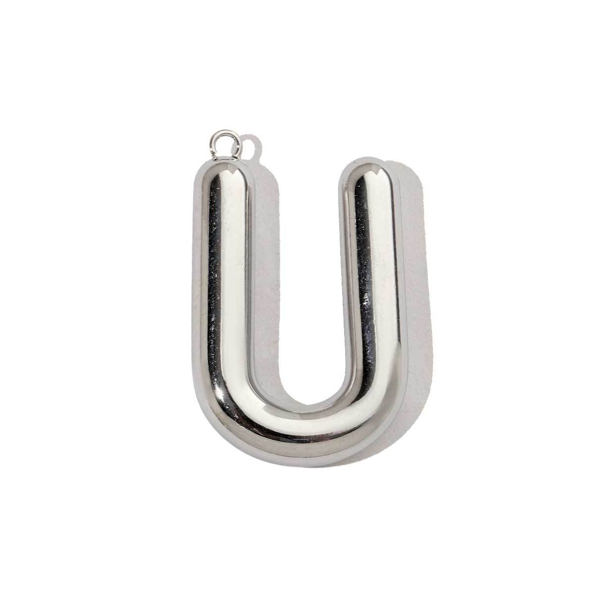 6pcs/pack French Retro Mirror Polish Stainless Steel Capital Letter Charms A-Z Name Necklace Pendant DIY Jewelry
