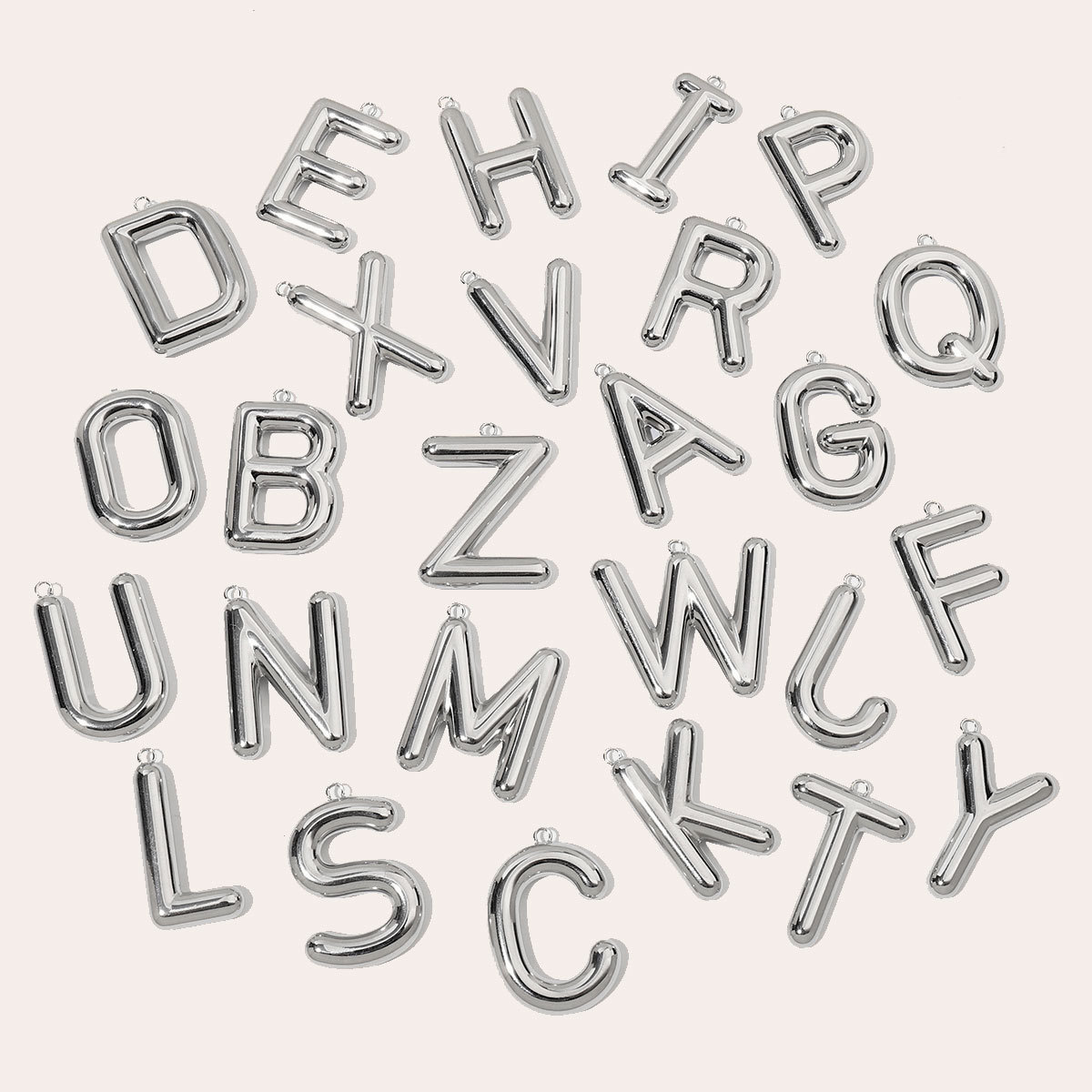 6pcs/pack French Retro Mirror Polish Stainless Steel Capital Letter Charms A-Z Name Necklace Pendant DIY Jewelry
