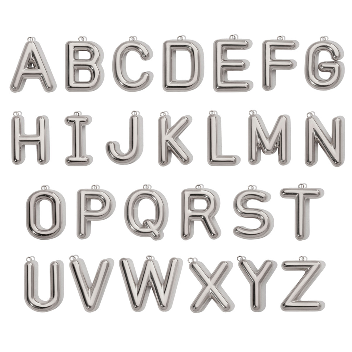 6pcs/pack French Retro Mirror Polish Stainless Steel Capital Letter Charms A-Z Name Necklace Pendant DIY Jewelry